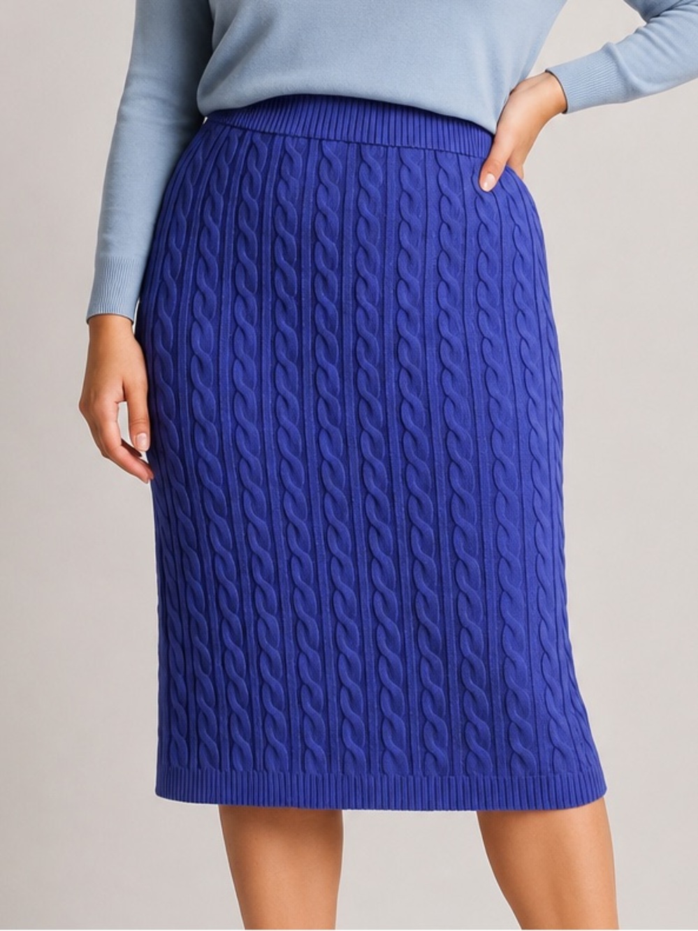 🆕🫐Gilli Cable Knit Sweater Skirt XXL Blue Cozy Textured Cotton Blend Knit Skirt